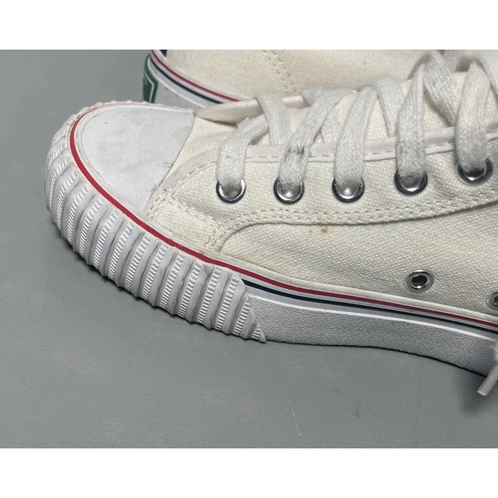 P.F. Flyers Center High Top White Canvas Shoes Sneakers Men's 6.5 Women's 8